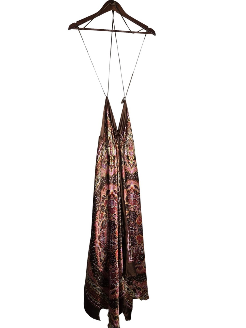 Plunging Halter Maxi Dress in Pink Paisley - Picture 5 of 9